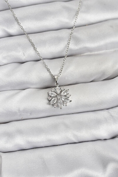 shopwave سلسلة فولاذية 316L فضية اللون موديل لوتس مع حجر الزركون للنساء - TJ-...