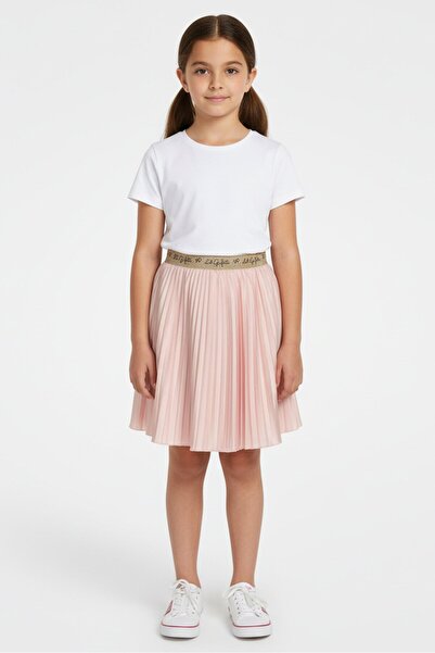 Lili Gaufrette Kids Girl Pleated Skirt, Pink
