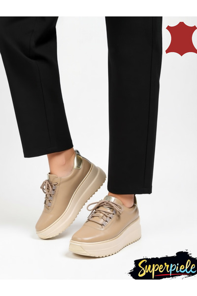 ANGEL BLUE Women's casual shoes made of genuine leather with a round toe and ...