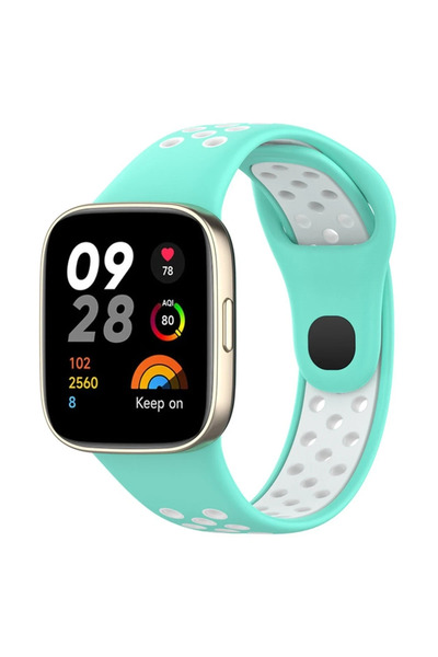 Twin Store ميه للاستيراد ®   سوار رياضي مثقب لساعة Redmi Watch 3 - تركواز-أبيض