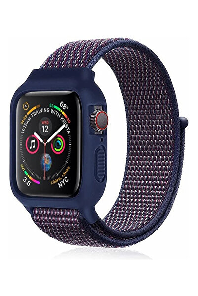 Twin Store Mey Import ®   Watch 38mm Mesh Strap with Velcro Case - Navy Blue-...