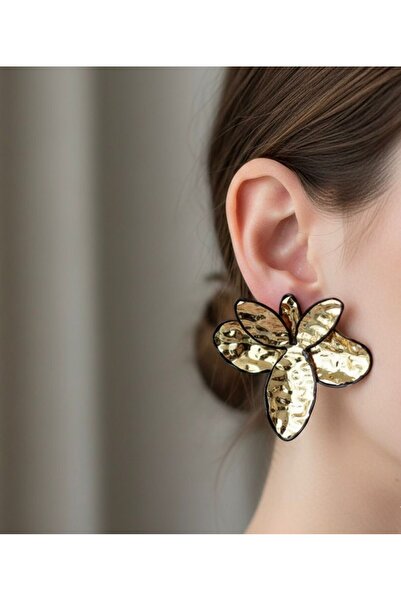 KARE ACCESORIES أقراط ذهبية اللون على شكل زهرة كبيرة