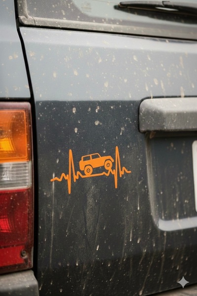 Yalıgraf Reklam Tabela Off Road Jeep Design Heartbeat Pulse Rhythm Sticker Au...