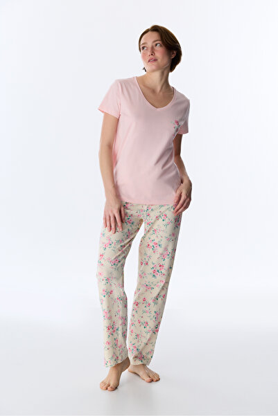 Penti Set de pijamale cu pantaloni florali rozale Dusty Rose