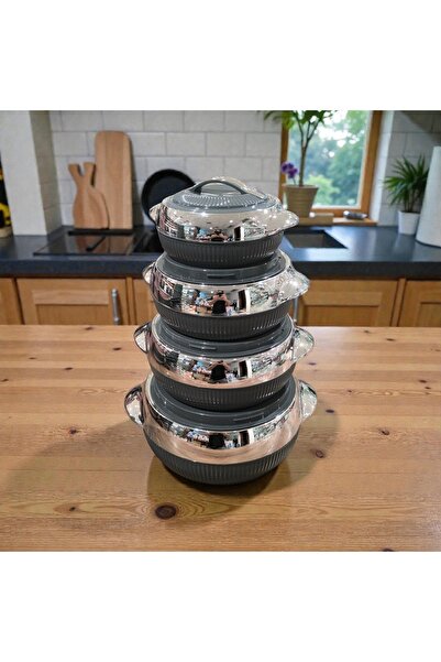 AR HOME 4 PCS FOOD CONTAINER SET-HOT-POT(2500/1500/1000-500 ML-GRAY