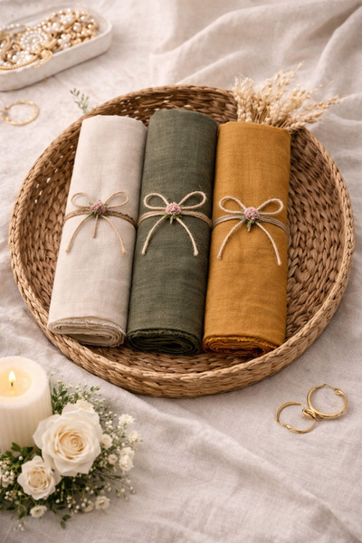 EFFRENATU Set of 3 Soft Cotton Shawls – Solid Color, Lightweight and for Dail...