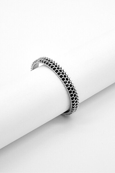 McLaren Men Carbon Stainless Steel Bracelet, Silver