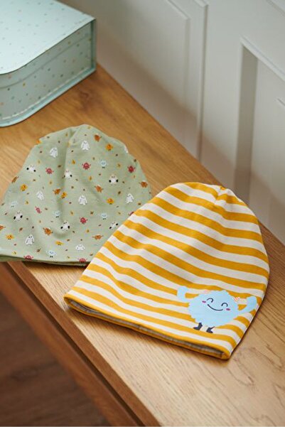 Tchibo Kids Boy 2 Pieces Beanie, Sage Green Combo