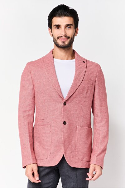 Harmont & Blaine بليزر رجالي بقصة عادية ونقشة مميزة، لون وردي قديم