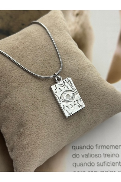 roshel قلادة عين ميستيك من الفولاذ المقاوم للصدأ، قلادة نسائية فضية اللون، سل...