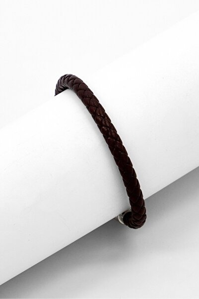 Police سوار رجالي من الجلد المضفر، بني