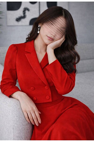 MILANORA Red midi dress with an elegant jacket