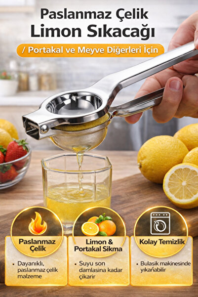 Hane Dostu Paslanmaz Çelik Limon Sıkacağı | Portakal & Narenciye Sıkma Aparat...