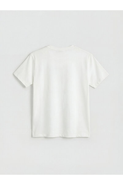 LC Waikiki تي شيرت نسائي مطبوع برقبة دائرية باللون الأبيض من الموسم الجديد من...