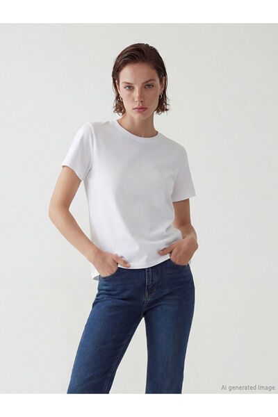 LC Waikiki Sparkling Choices from Shining Store Zero Roba Collar Women's T-Shirt