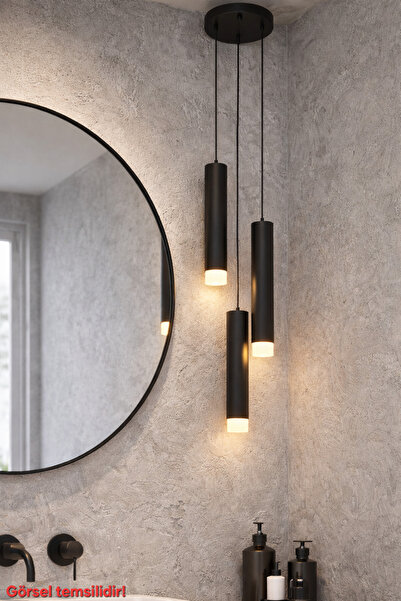 Bozyaka Aydınlatma Sarissa 3'lü Siyah Yuvarlak Sarkıt Modern İç Mekan (Gün Iş...
