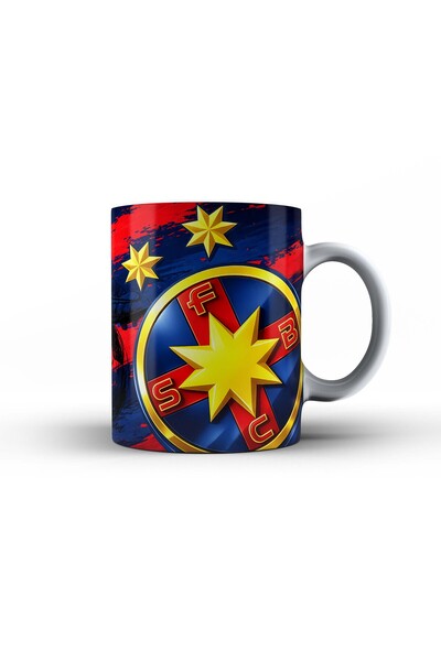 GIFTS4ALL Cană suporter fotbal roș-albastru – ceramică 330 ml – cadou suporteri