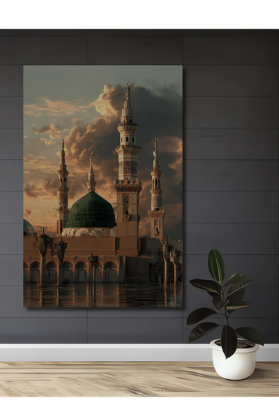 Teona Ahşap Medine Ravza Görünümlü Yağlı Boya Sanat Tablosu Ev,Ofis,Salon Tablo