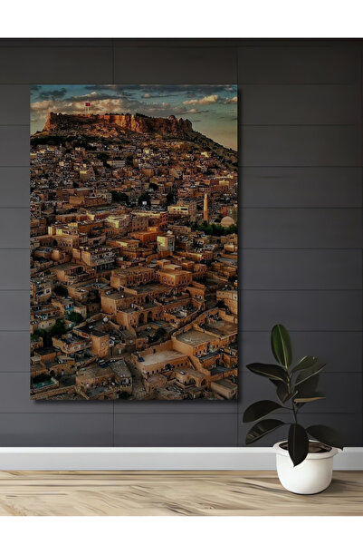 Teona Ahşap Mardin Tarihi Şehir Manzarası Yağlı Boya Görünümlü Ahşap Dekorati...
