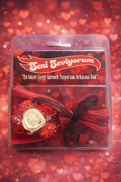 KZNovaStyle باقة ورد صغيرة مع رسالة أحبك - مجموعة هدايا رومانسية