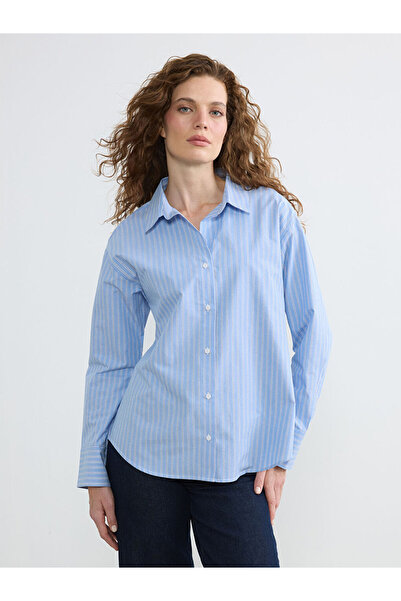 LC Waikiki Rmz Gi̇yi̇m Farkiyla Striped Poplin Women's Shirt