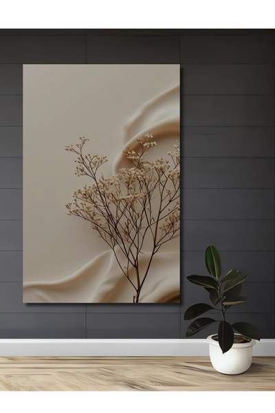 Teona Ahşap Bohem Doğal Dallı Çiçekler Yağlı Boya Görünümlü Ahşap Dekoratif T...