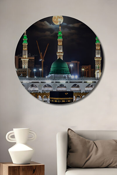 Teona Ahşap Mekke Medine Peygamber Camii Kabe Dolunay Görünümlü Ahşap Dekorat...