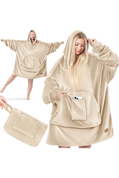 KESSER Fleece blanket with sleeves/hoodie