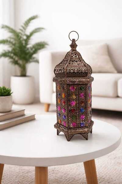 dehkah فانوس رمضان مصباح كبير الحجم يعمل بالكهرباء لمبات ديكور ويستخدم أبجورة...