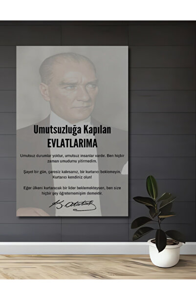 Teona Ahşap Gazi Mustafa Kemal Atatürk İmza ve Sözü Ahşap Dekoratif Tablo Ev,...