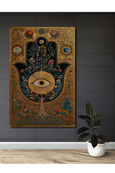 Teona Ahşap Görünmez Gözün Hayat Ağacı Yağlı Boya Görünümlü Ahşap Dekoratif T...