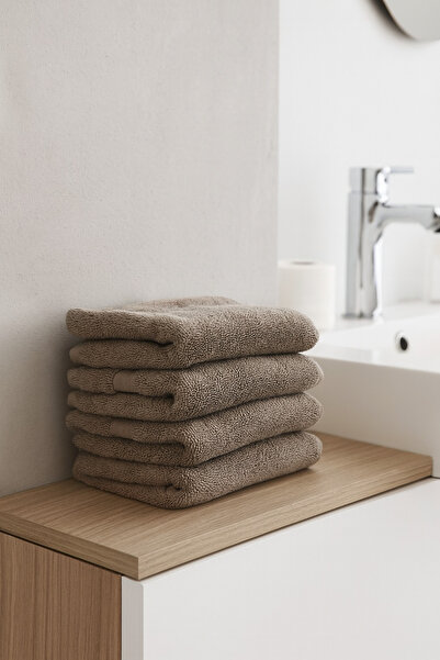 Taka Fabrics 4-Piece 100% Cotton Towel Set 40X70 cm Stone
