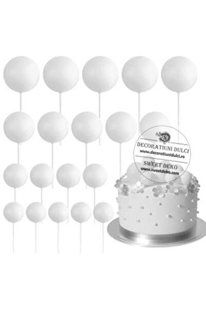 Decoratiuni Dulci Sfere albe pentru decor tort (20buc/set)