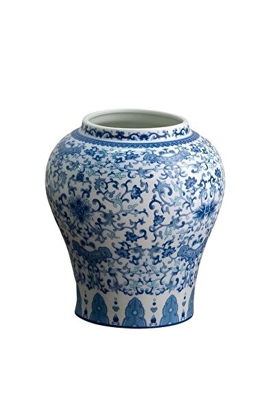 Others Decorative vase NG006, ceramic, white + blue, 15.5 cm