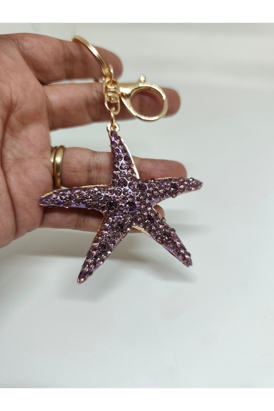 By Semra Taşlı Yapay Elmas Okyanus Deniz Yıldızı Araba, Ev Metal Anahtarlık Ç...