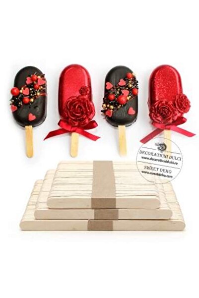Decoratiuni Dulci Bete din lemn cakesicles / inghetata pe bat (100 buc) - 11x1cm