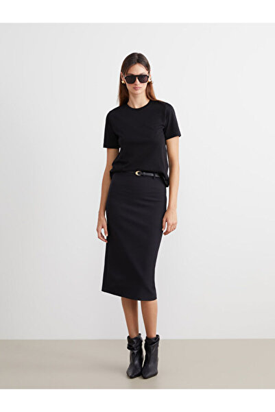 LC Waikiki Waist Belted Tight Fit Slit Skirt