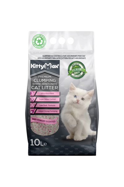 PisiMall KittyMax premium litter, bentonite, dust-free, clumping, baby powder...