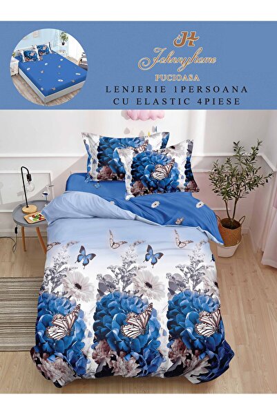 trendyhome 4-Piece Single Bed Linen, with Elastic, Fine Cotton, Modern Print