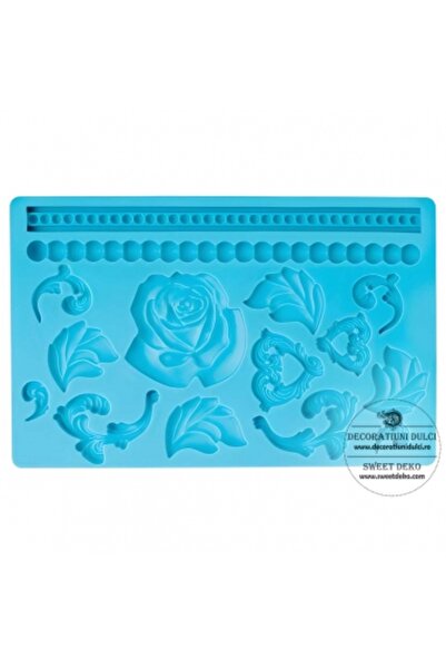 Decoratiuni Dulci Forma silicon cu trandafir si perle