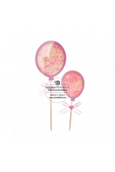 Decoratiuni Dulci Комплект 2 топера baloane cu confetti roz