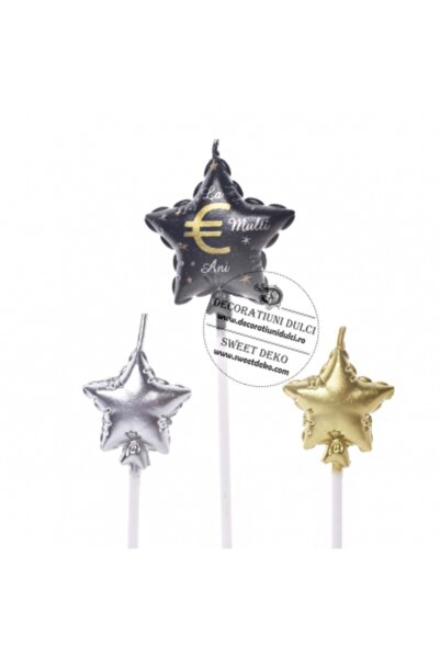 Decoratiuni Dulci Lumanari in forma de balon stea cu mesajul La multi ani! €