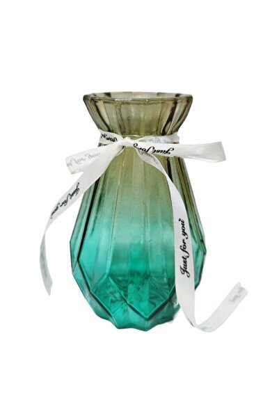 OEM Decorative vase SU-2016, glass, yellow + green, H 15 cm