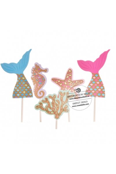 Decoratiuni Dulci Комплект от 5 части, декорации за торта русалка