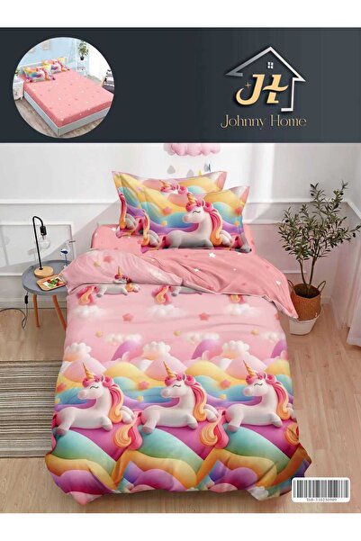 trendyhome Lenjerie Pat 1 Persoană 4 Piese, cu Elastic, Bumbac Finet, Imprime...