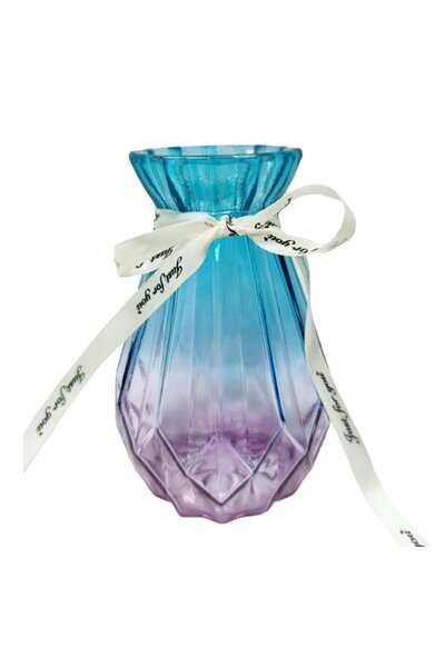 OEM Decorative vase SU-2017, glass, turquoise + pink, H 15 cm