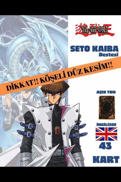 Cakmak Oyun Dukkani Yu-Gi-Oh! İNGİLİZCE KÖŞELİ KART-DÜZ KESİM Seto Kaiba Dest...