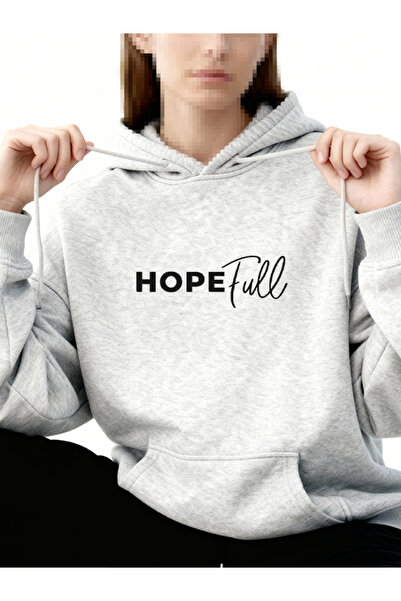 EFFRENATU Unisex Gray Hooded Sweatshirt with Hopr Print