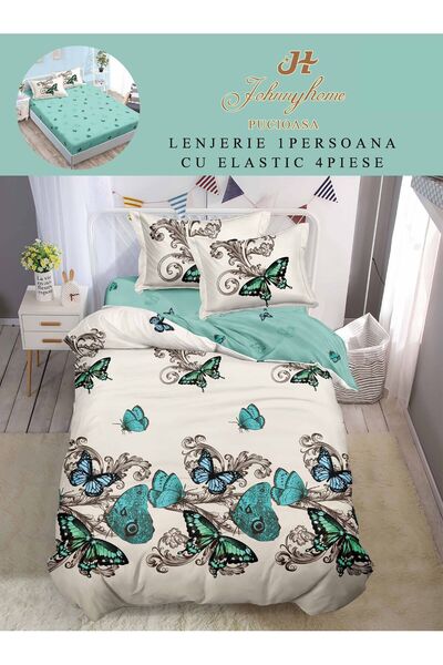 trendyhome 4-Piece Single Bed Linen, with Elastic, Fine Cotton, Modern Print