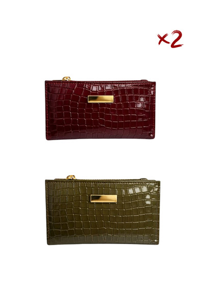 NEWISH POLO ACCESSORIES 2-Piece Women's Crocodile Patterned Wallet |   Zipper...